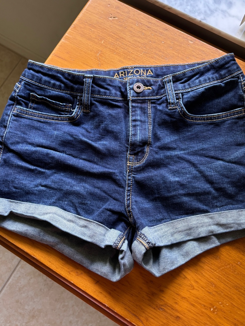 Arizona Jean Company Dark Blue Rolled Hem Denim Shorts
